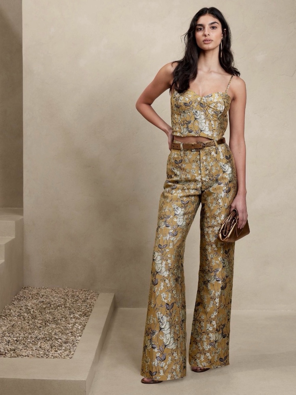 Banana Republic Women’s Floral Jacquard Cropped Corsette Bustier Top Size 6 - Picture 3 of 14